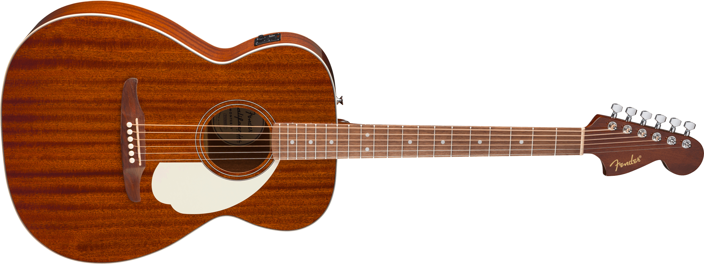 Fender® California Standard Monterey™ E, Sapele Top, Ivory Pickguard, Natural Sapele