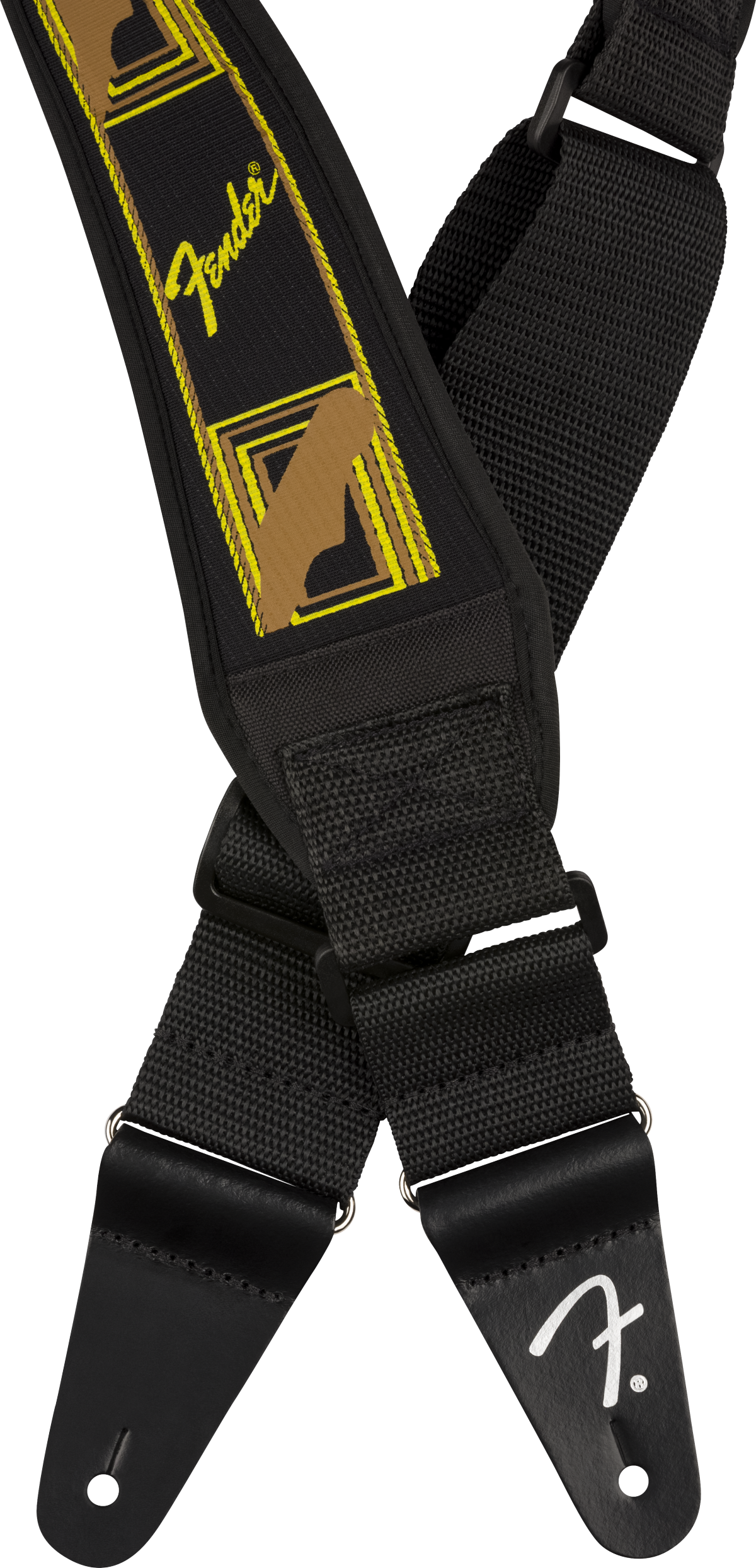 Fender® Swell™ Neoprene Strap, Blk/Ylw/Brn Mono, 2.5"