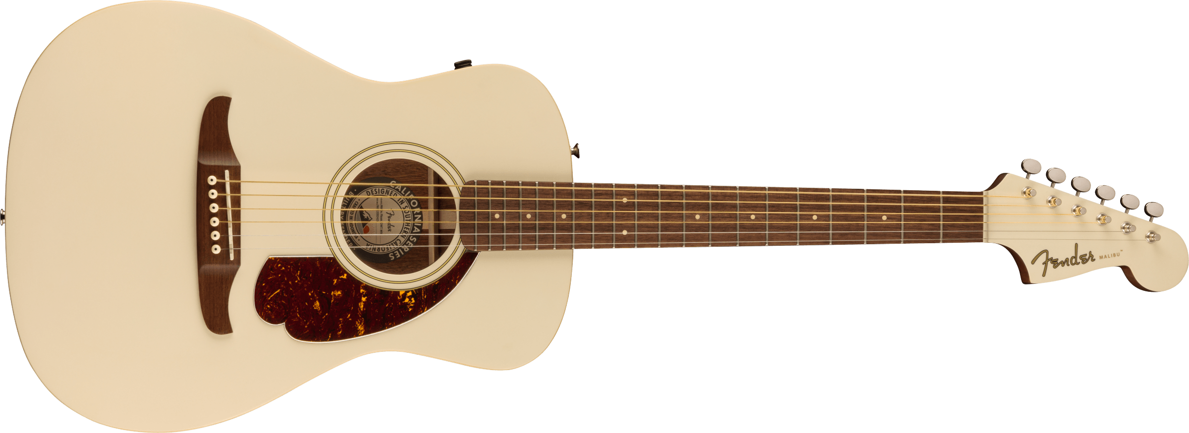 Fender® Malibu Player, Walnut Fingerboard, Tortoiseshell Pickguard, Olympic White