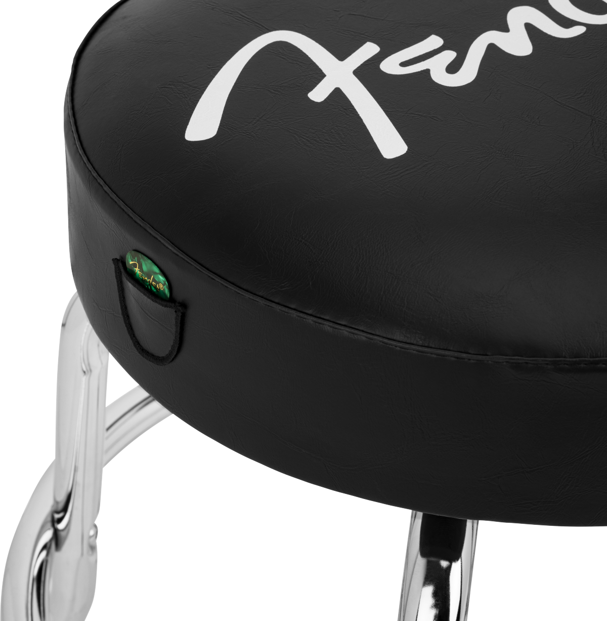 Fender® Spaghetti Logo Pick Pouch Barstool, Black/Chrome, 24"
