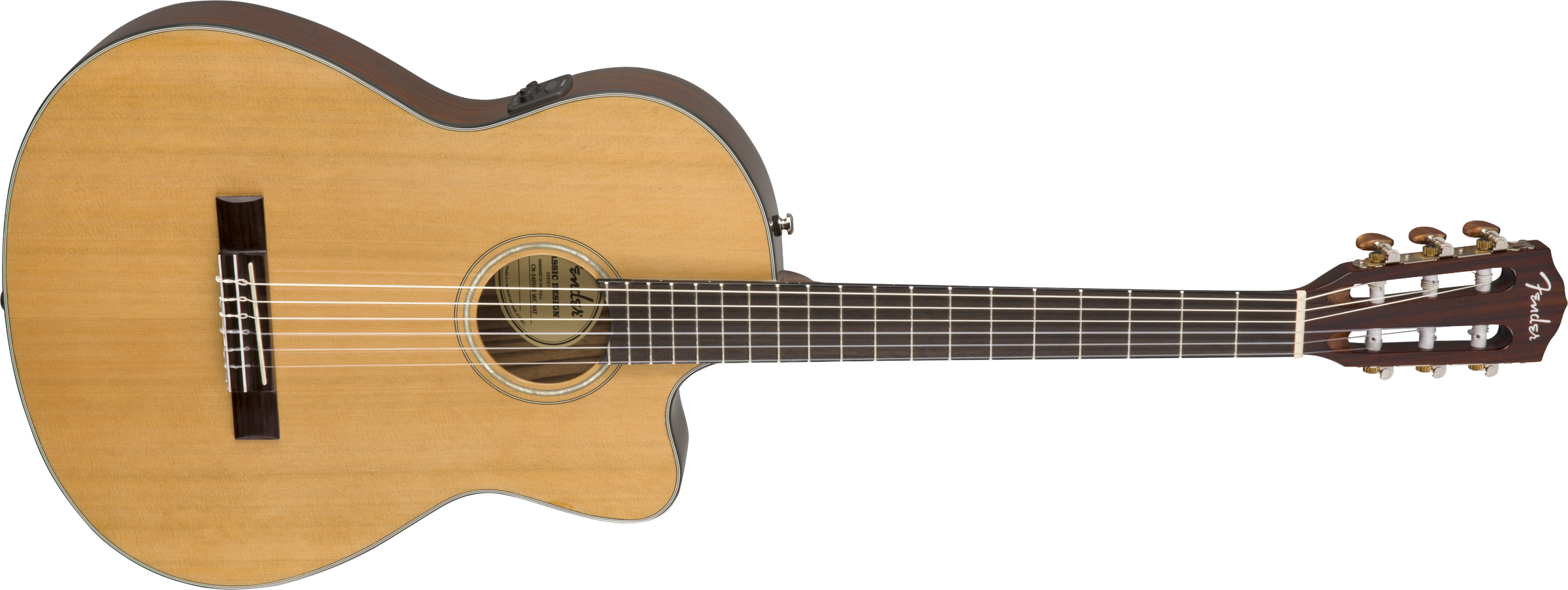 Fender® CN-140SCE Nylon Thinline, Walnut Fingerboard, Natural w/Case