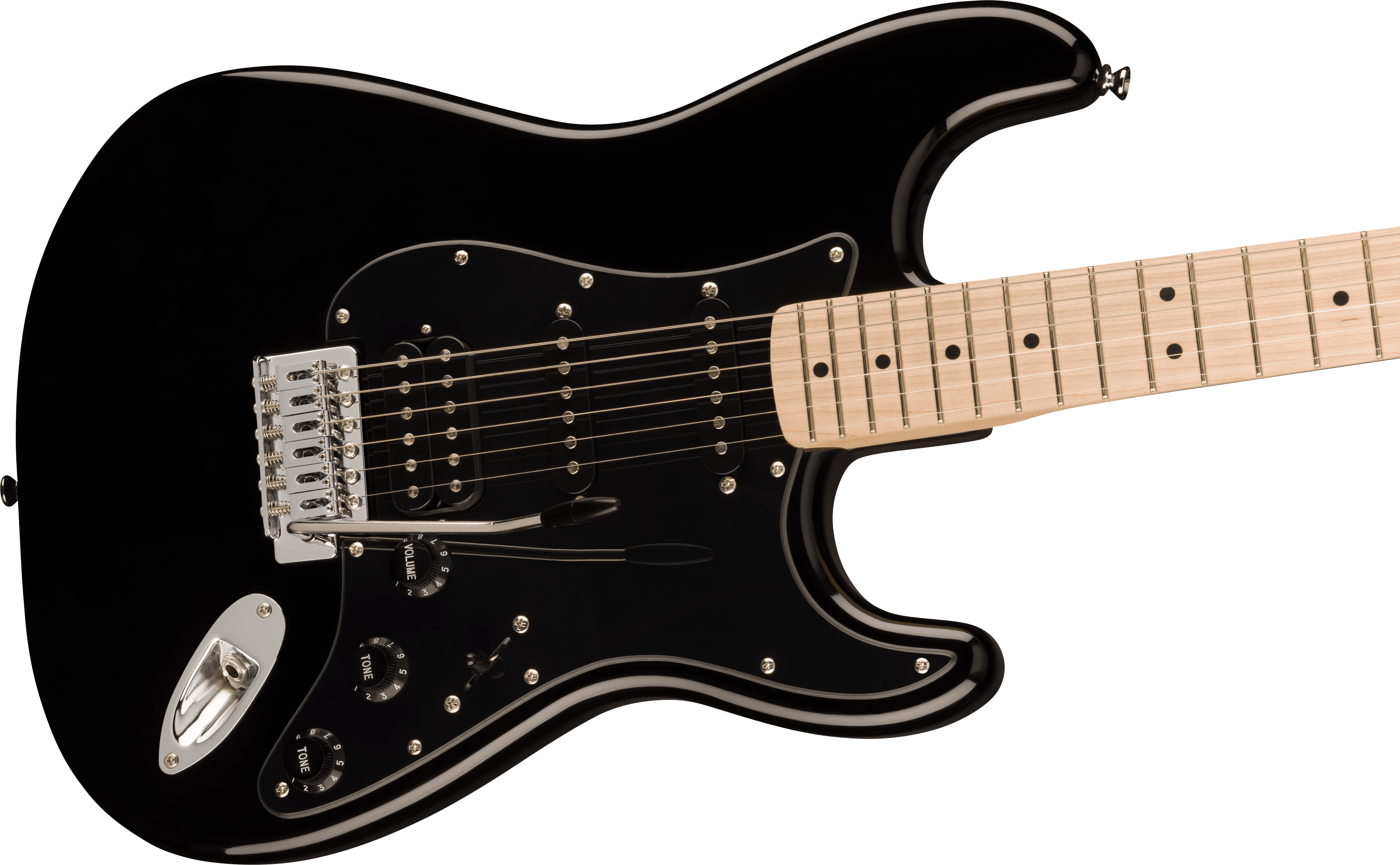 Squier® Sonic® Stratocaster® HSS, Maple Fingerboard, Black Pickguard, Black