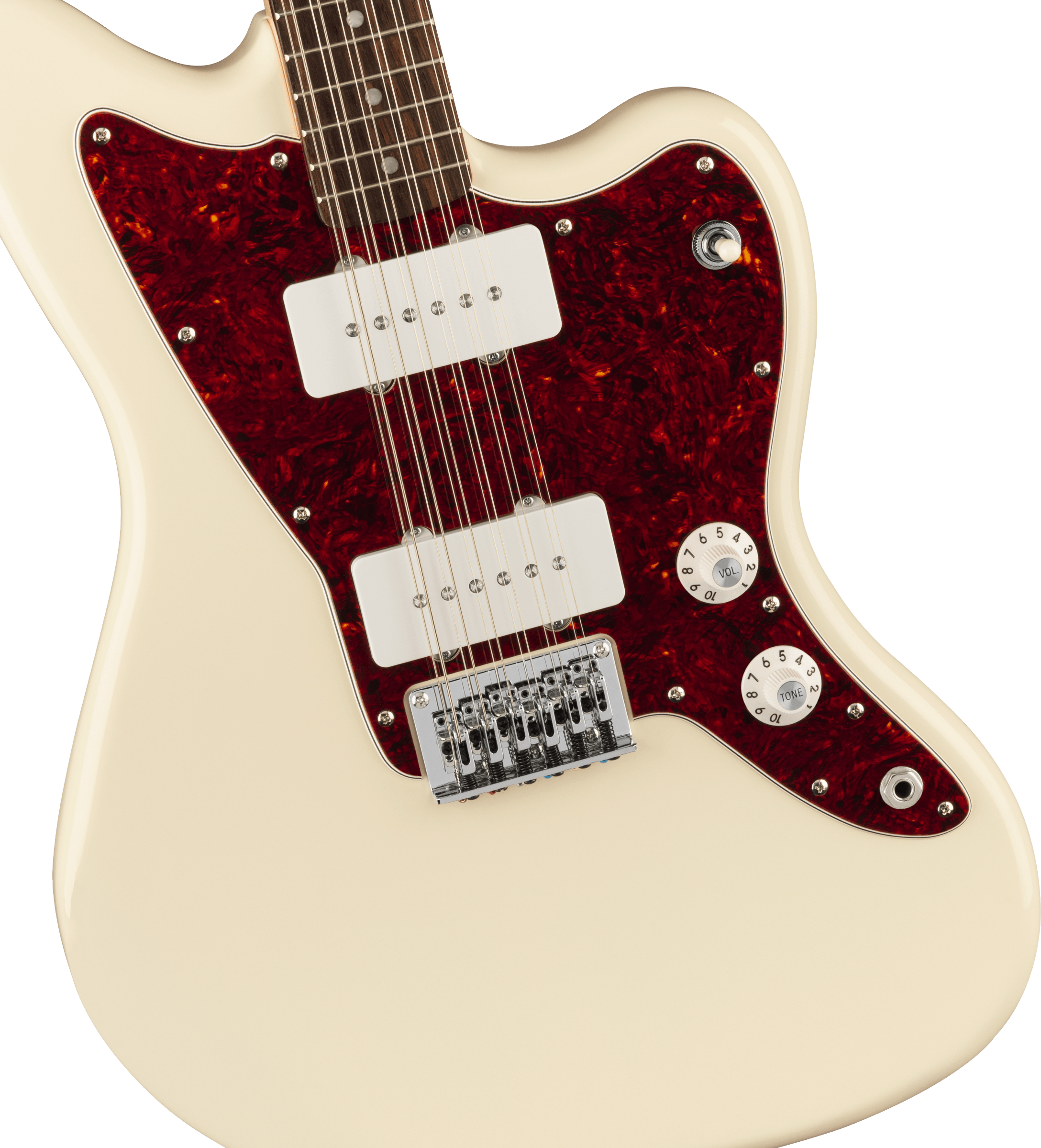 Squier® Paranormal Jazzmaster® XII, Laurel Fingerboard, Tortoiseshell Pickguard, Olympic White