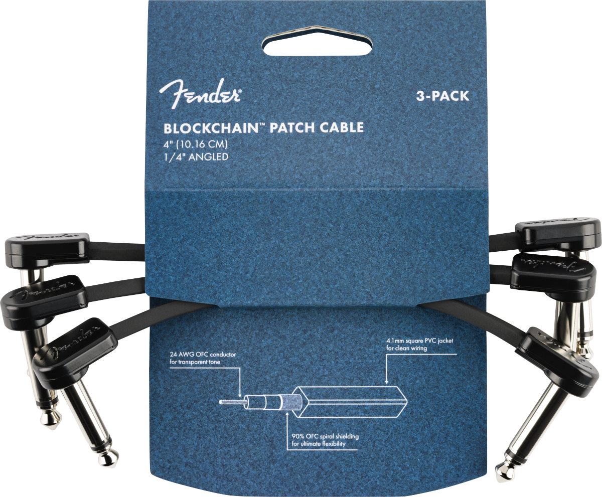 Fender® Blockchain 4" Patch Cable, 3-Pack, Angle/Angle