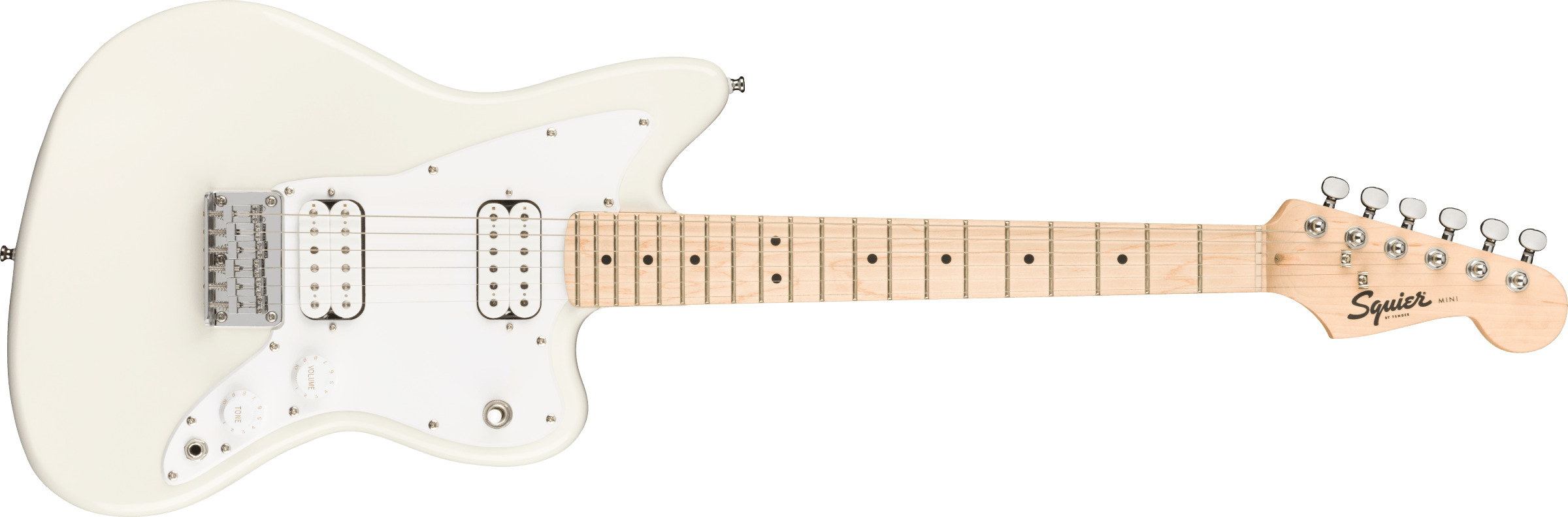 Squier® Mini Jazzmaster® HH, Maple Fingerboard, White Pickguard, Olympic White