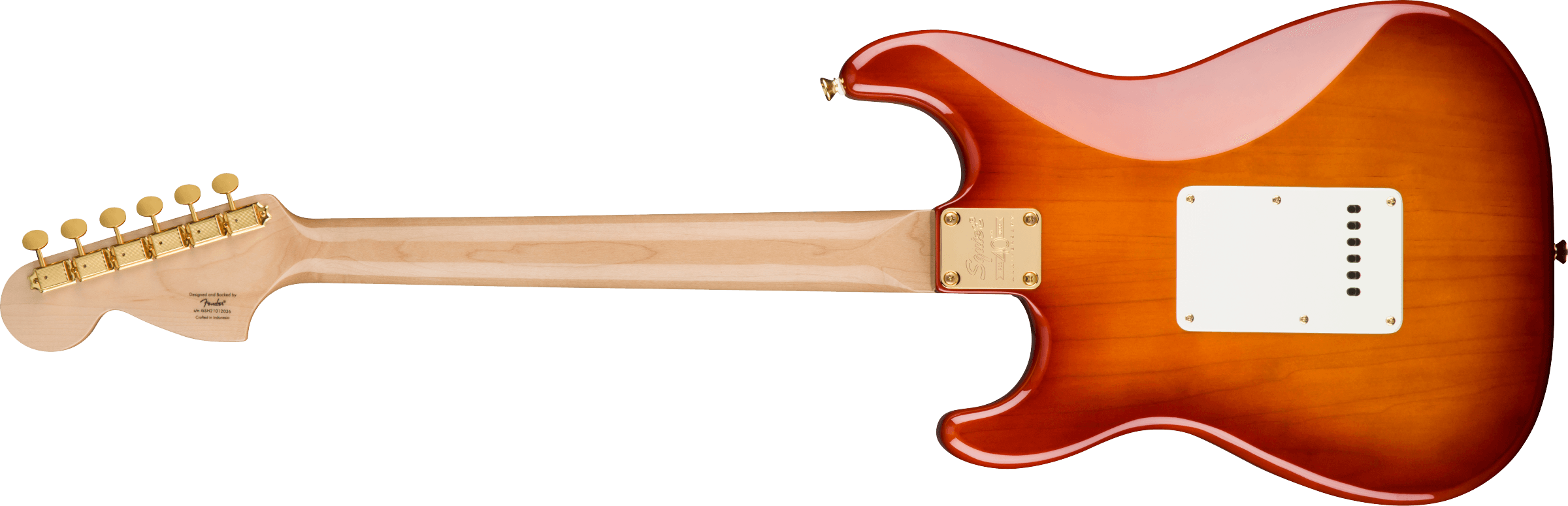Squier® 40th Anniversary Stratocaster®, Gold Edition, Laurel Fingerboard, Gold Anodized Pickguard, Sienna Sunburst