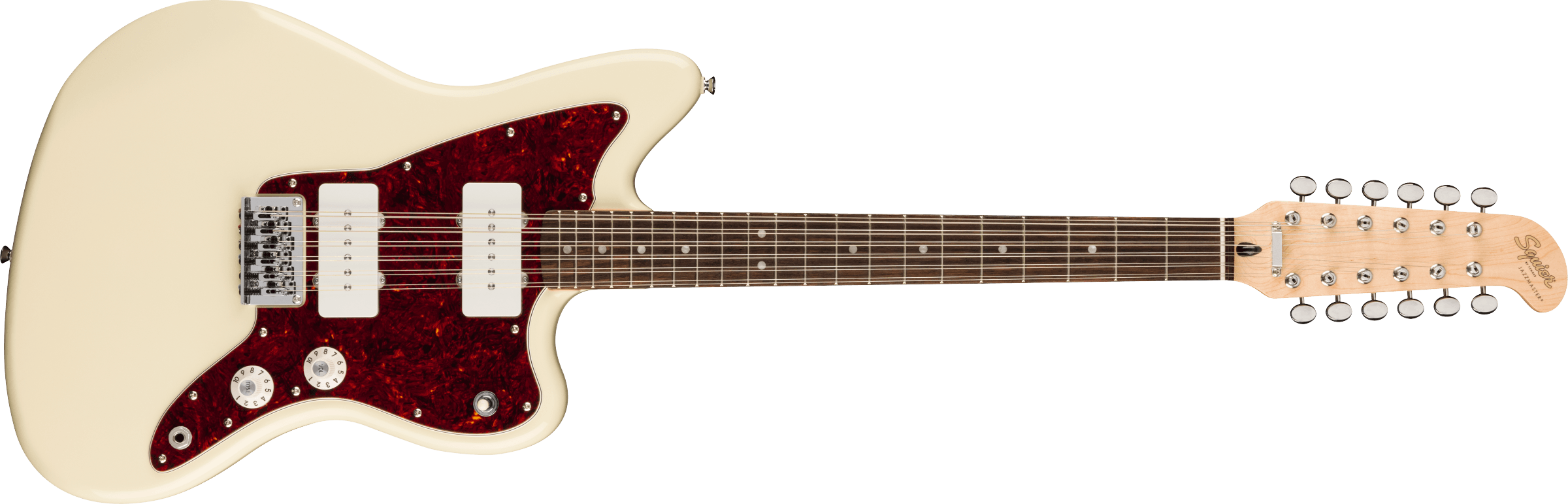 Squier® Paranormal Jazzmaster® XII, Laurel Fingerboard, Tortoiseshell Pickguard, Olympic White