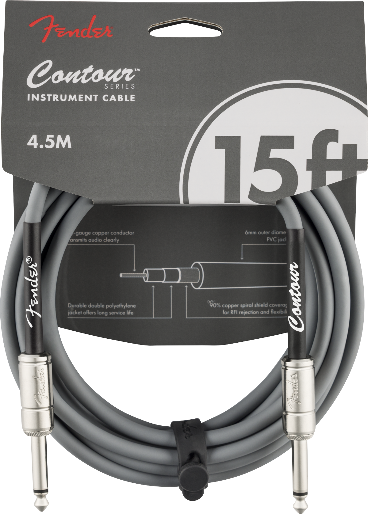 Fender® Contour™ Instrument Cable, Inca Silver, 15'