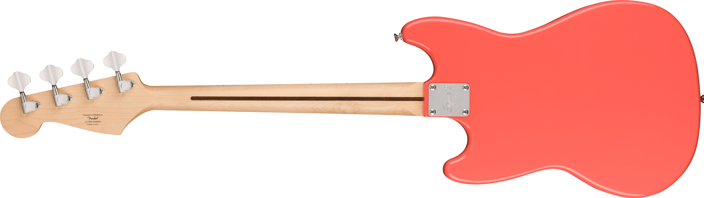 Squier® Squier Sonic® Bronco™ Bass, Maple Fingerboard, White Pickguard, Tahitian Coral