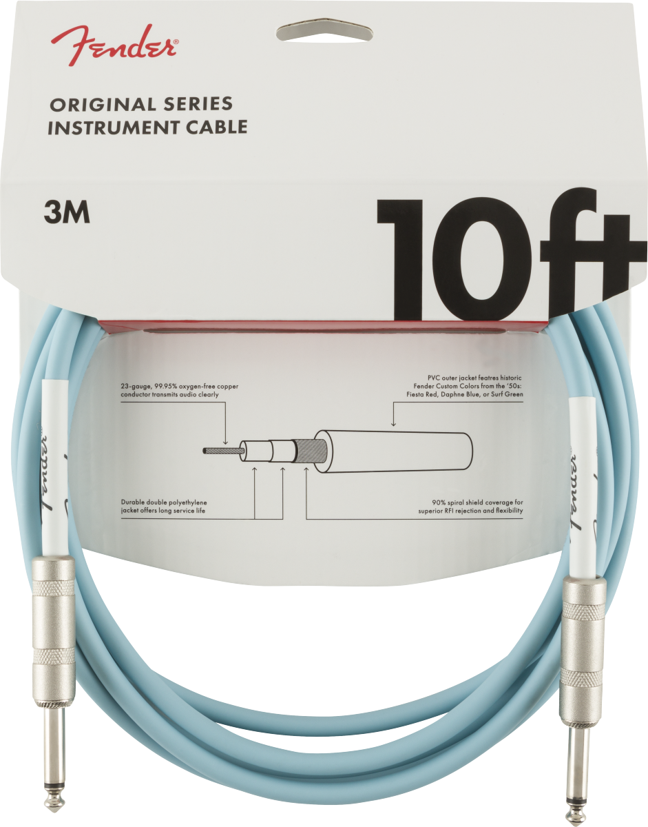 Fender® Original Series Instrument Cable, 10', Daphne Blue