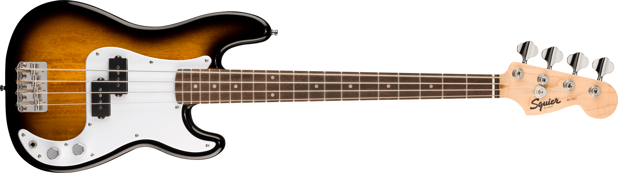 Squier® Mini Precision Bass®, Laurel Fingerboard, White Pickguard, 2-Color Sunburst