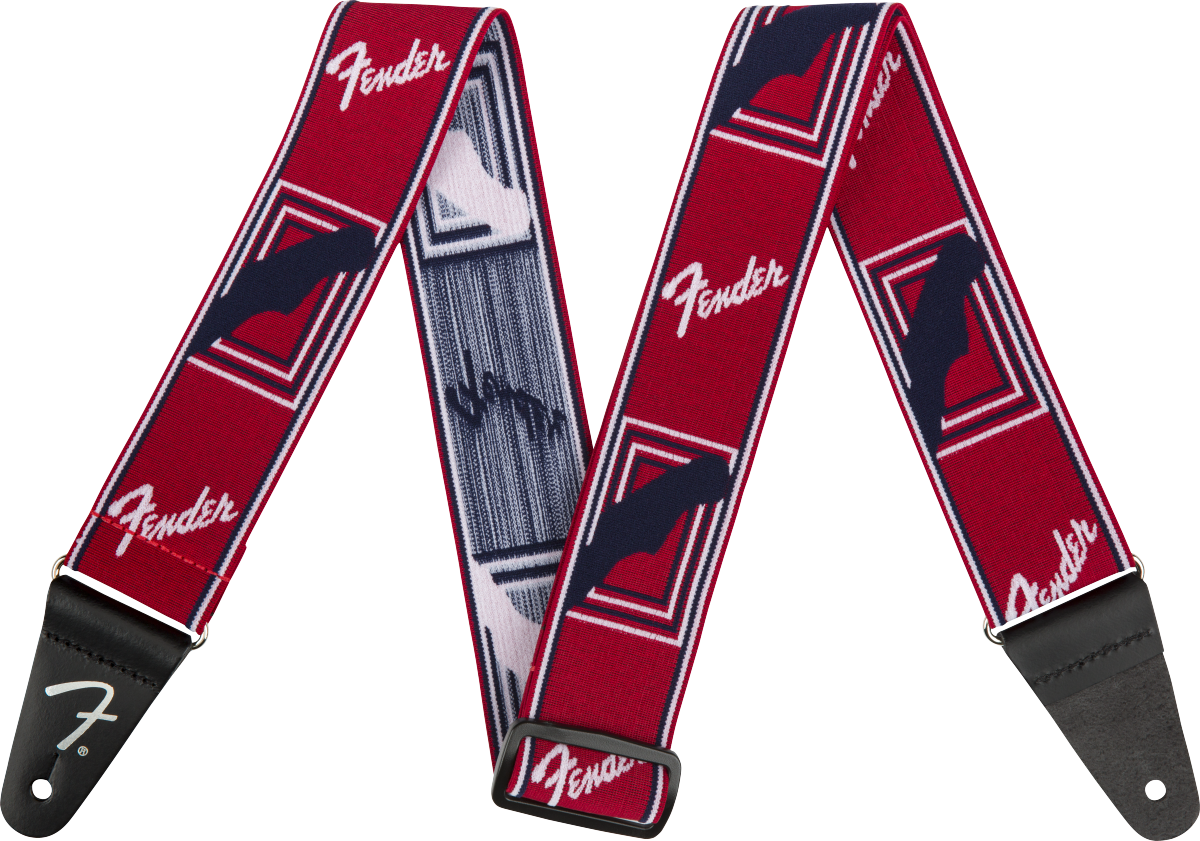 Fender® WeighLess™ Monogram Strap, Red/White/Blue, 2"