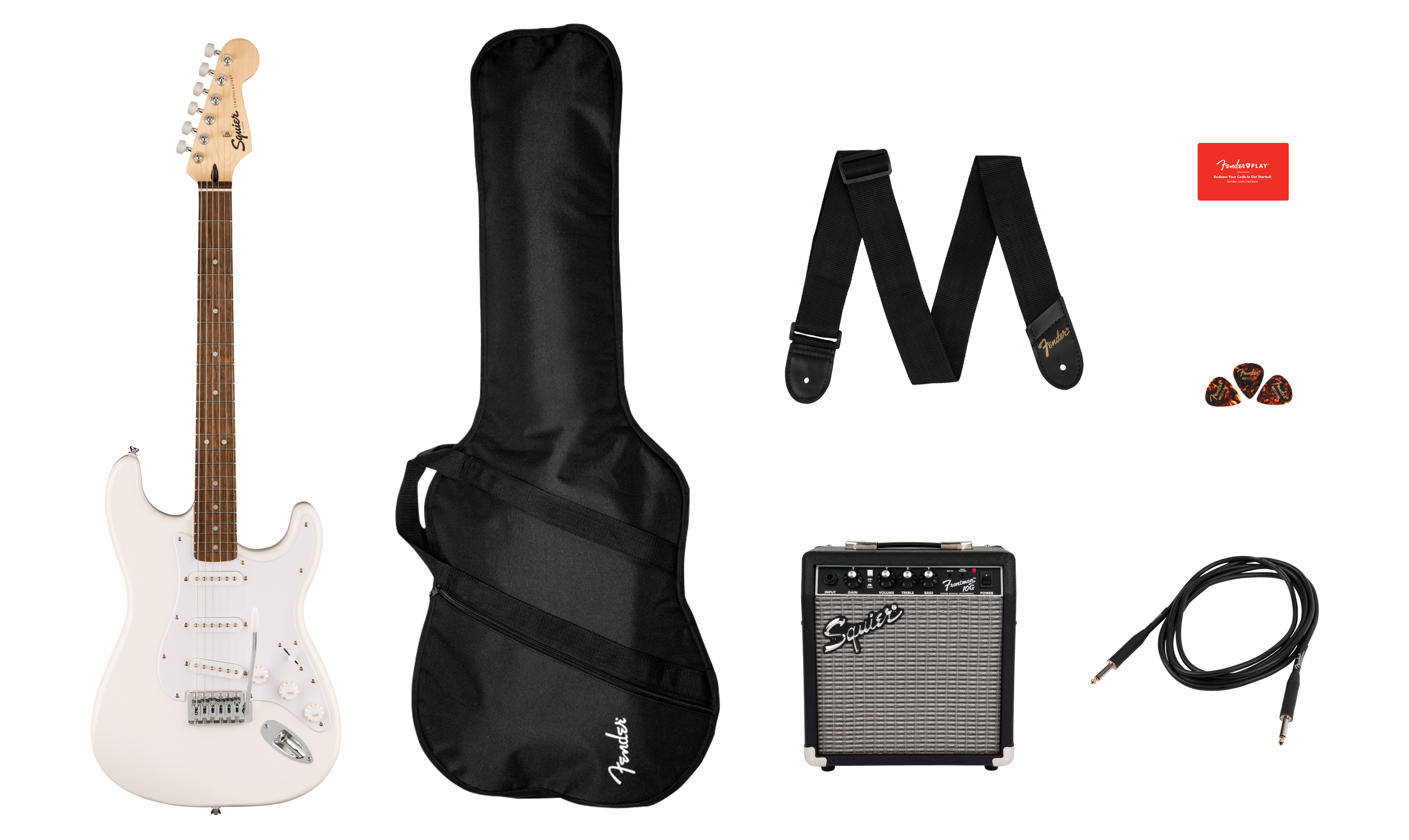 Squier® FSR Squier Sonic® Stratocaster® Pack, Arctic White, 120V
