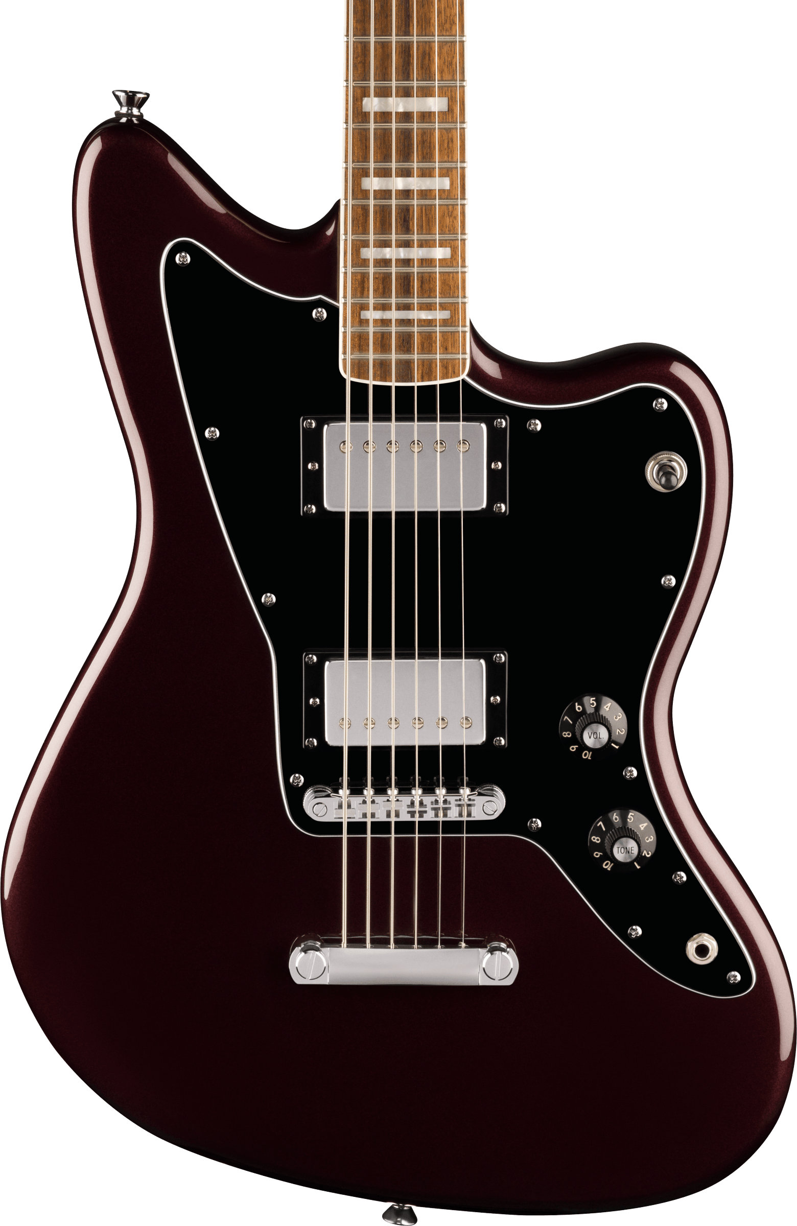 Squier® Paranormal Baritone Jazzmaster® HH, Laurel Fingerboard, Black Pickguard, Oxblood