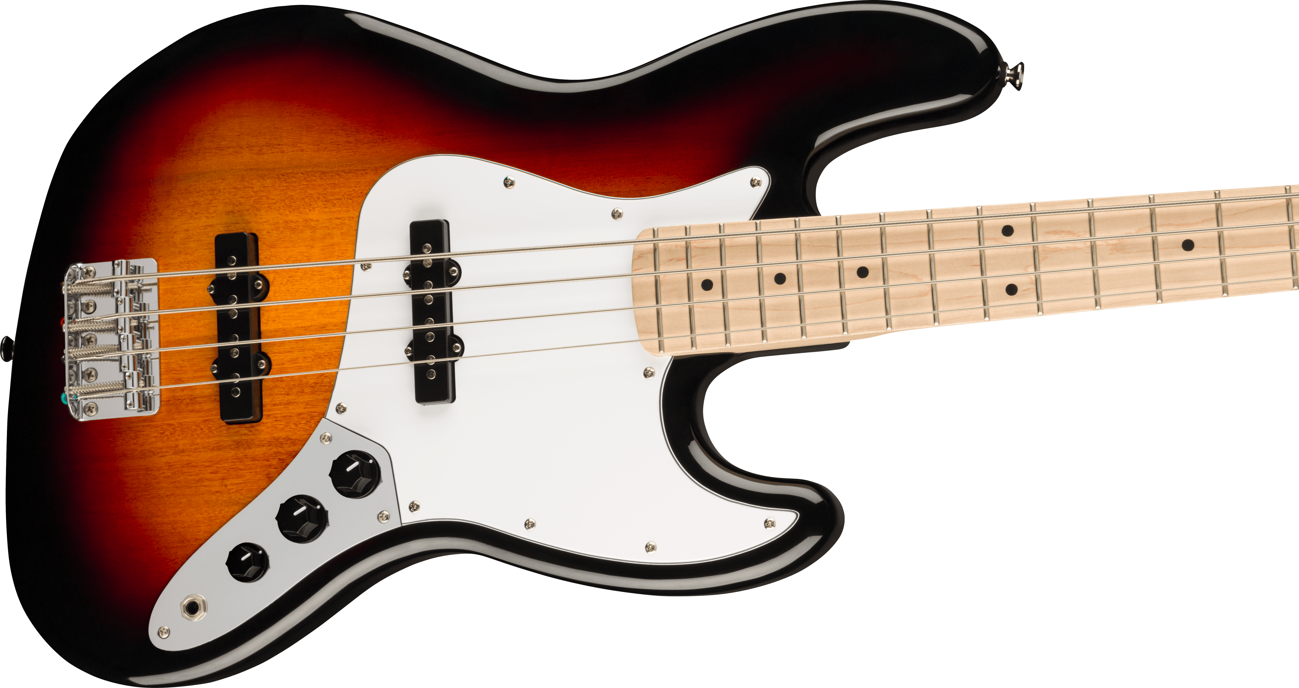 Squier® Affinity Series® Jazz Bass®, Maple Fingerboard, White Pickguard, 3-Color Sunburst
