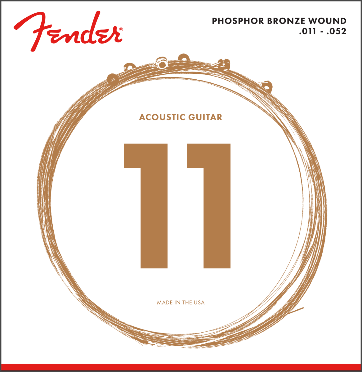 Fender® Phosphor Bronze Acoustic Guitar Strings, Ball End, 60CL .011-.050 Gauges