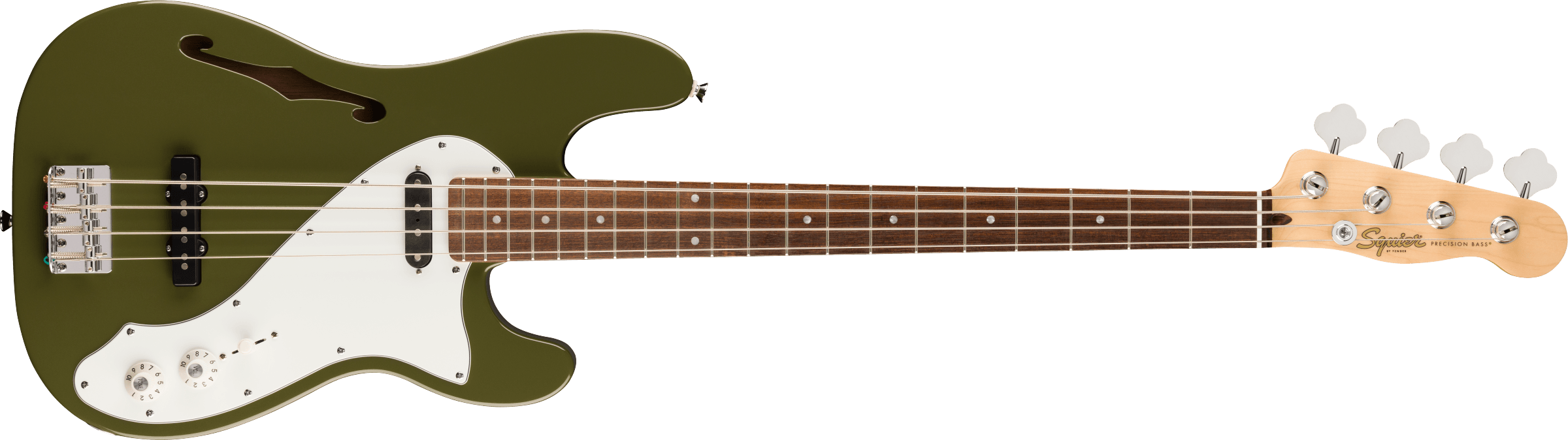 Squier® Paranormal Precision Bass® Thinline SJ, Laurel Fingerboard, Parchment Pickguard, Olive