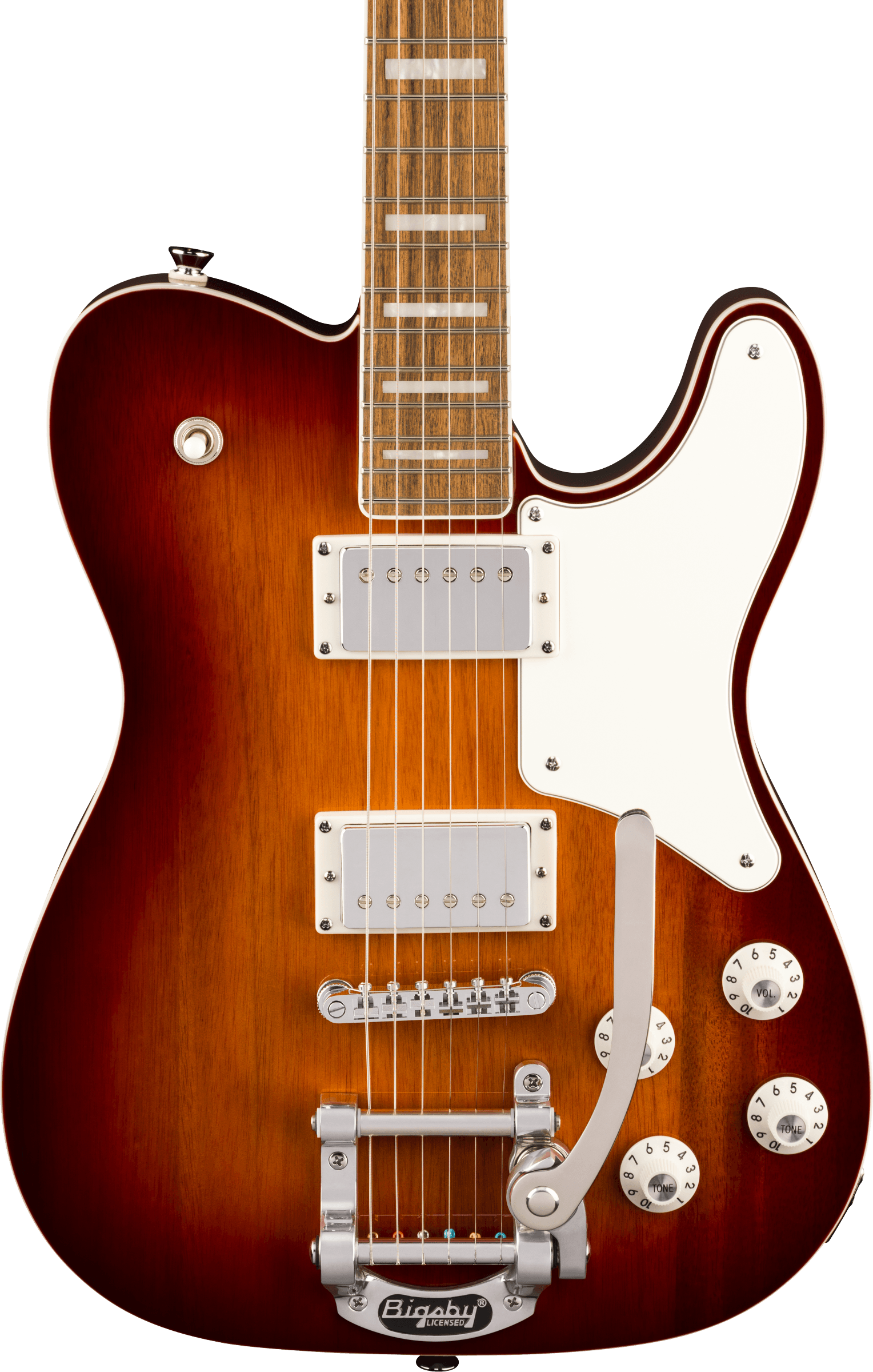 Squier® Paranormal Troublemaker Telecaster® Deluxe Bigsby®, Laurel Fingerboard, Parchment Pickguard, Honey Sunburst