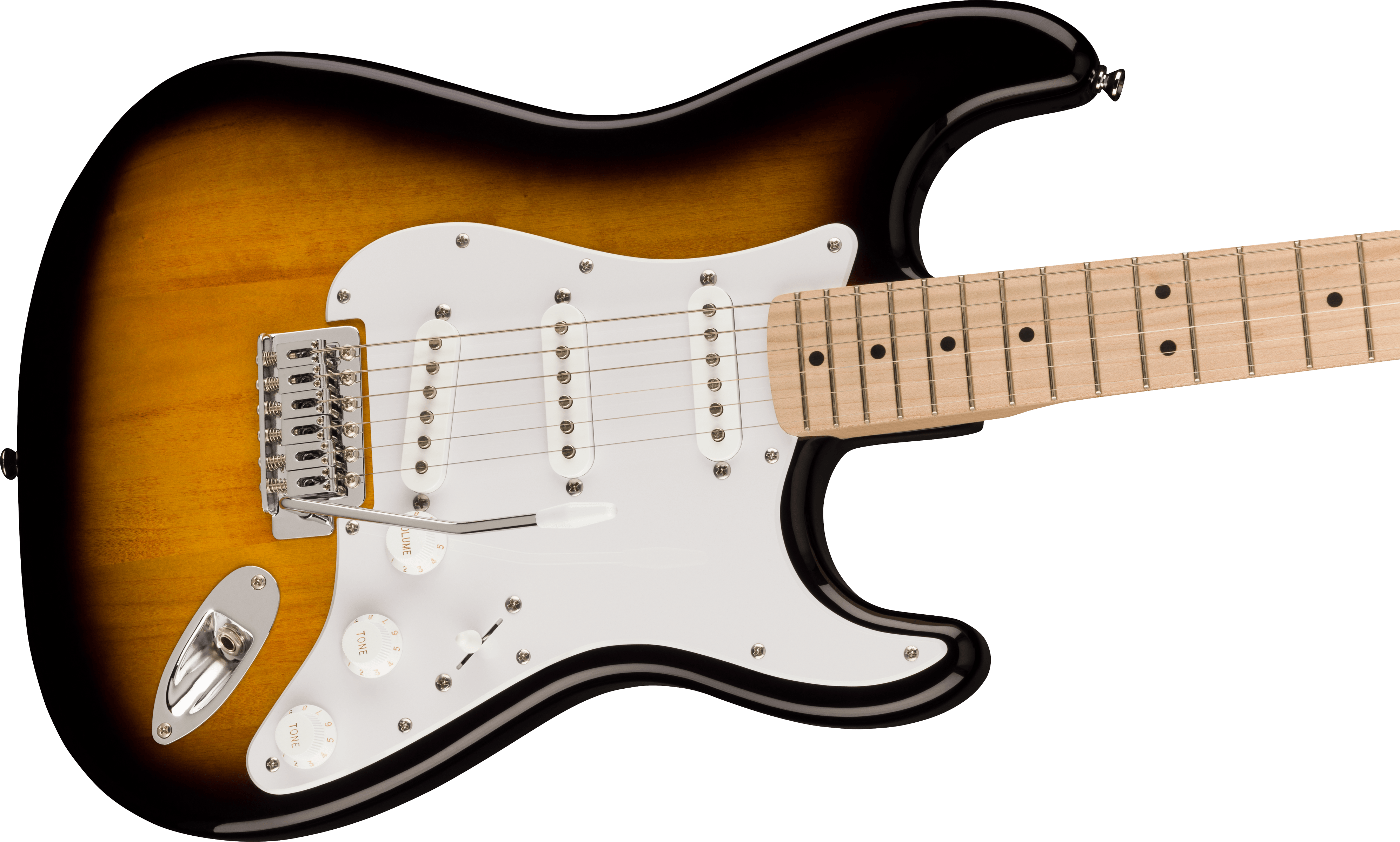 Squier® Sonic® Stratocaster®, Maple Fingerboard, White Pickguard, 2-Color Sunburst