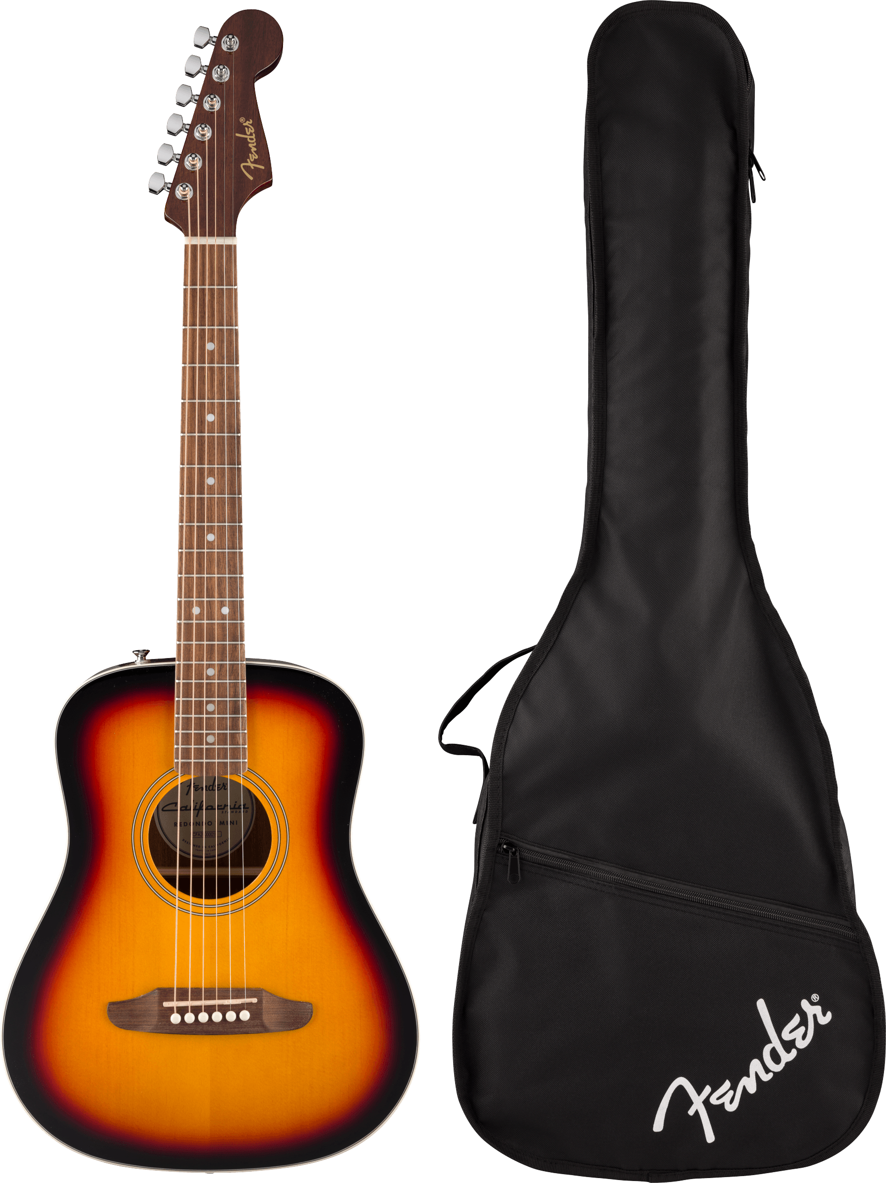 Fender® California Standard Redondo™ Mini with Bag, Spruce Top, 3-Color Sunburst