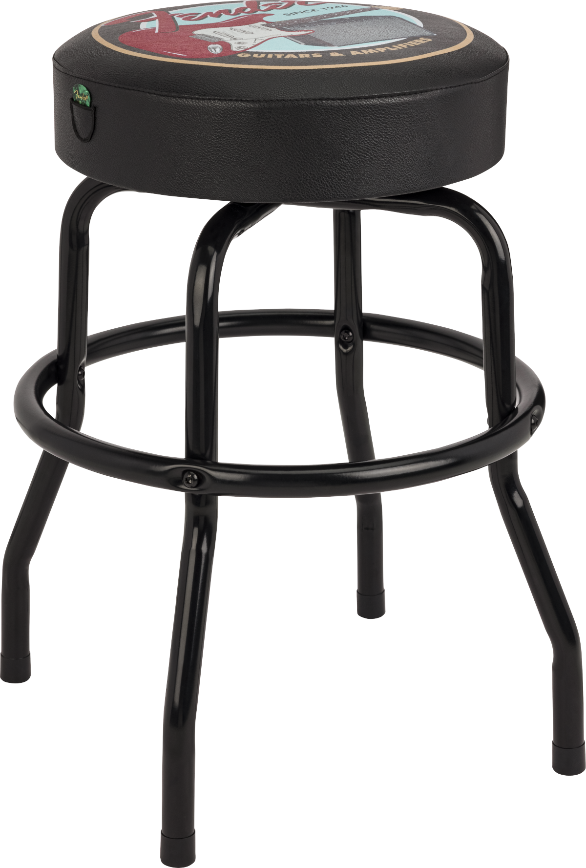 Fender® Guitars & Amps Pick Pouch Barstool, Black/Black, 24"