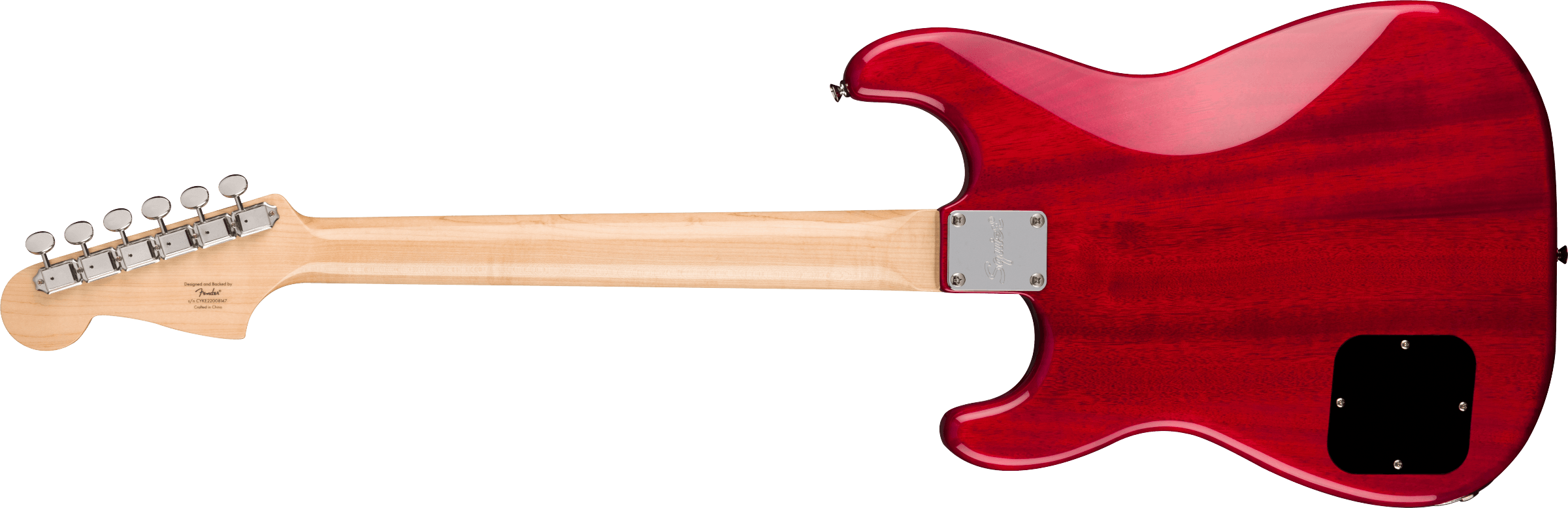 Squier® Paranormal Strat-O-Sonic, Laurel Fingerboard, Black Pickguard, Crimson Red Transparent