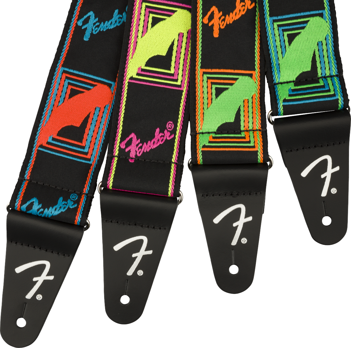 Fender® Neon Monogrammed Strap, Blue and Green, 2"