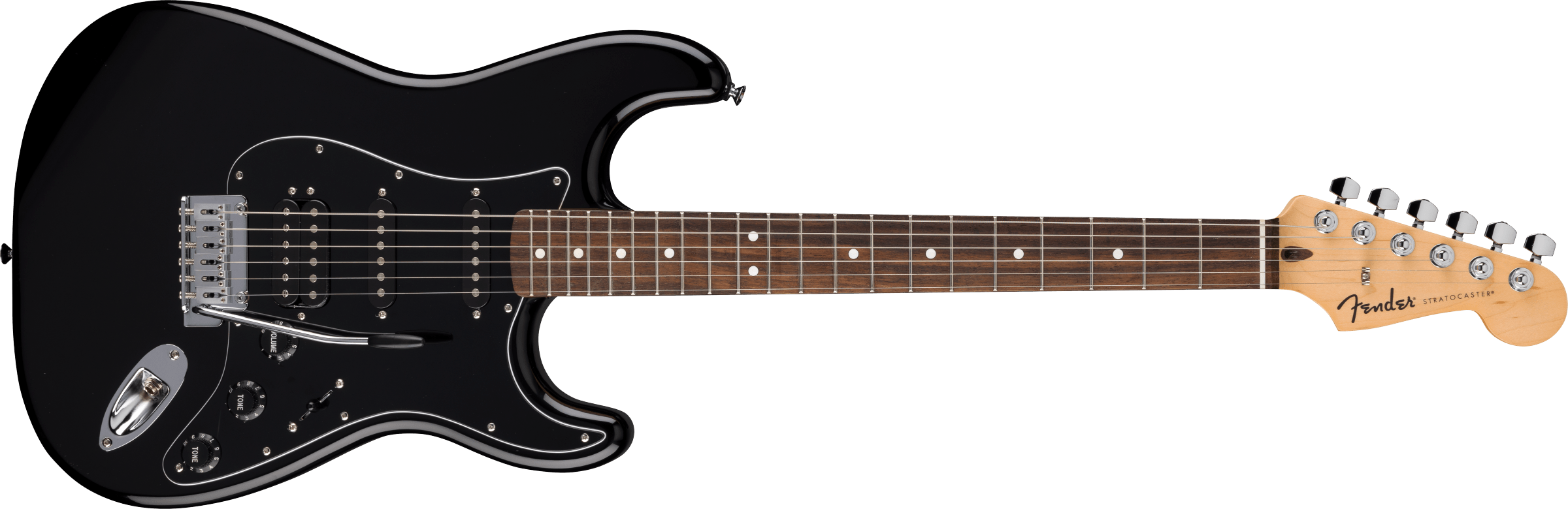 Fender® Standard Stratocaster® HSS, Laurel Fingerboard, Black Pickguard, Black
