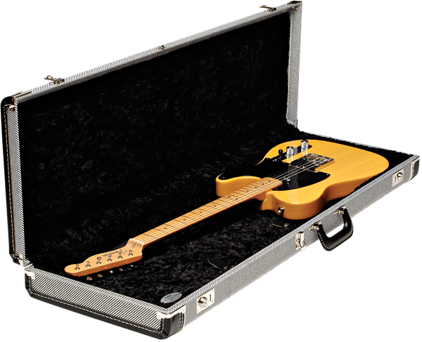 Fender® G&G Deluxe Strat®/Tele® Hardshell Case, Black Tweed with Black Interior