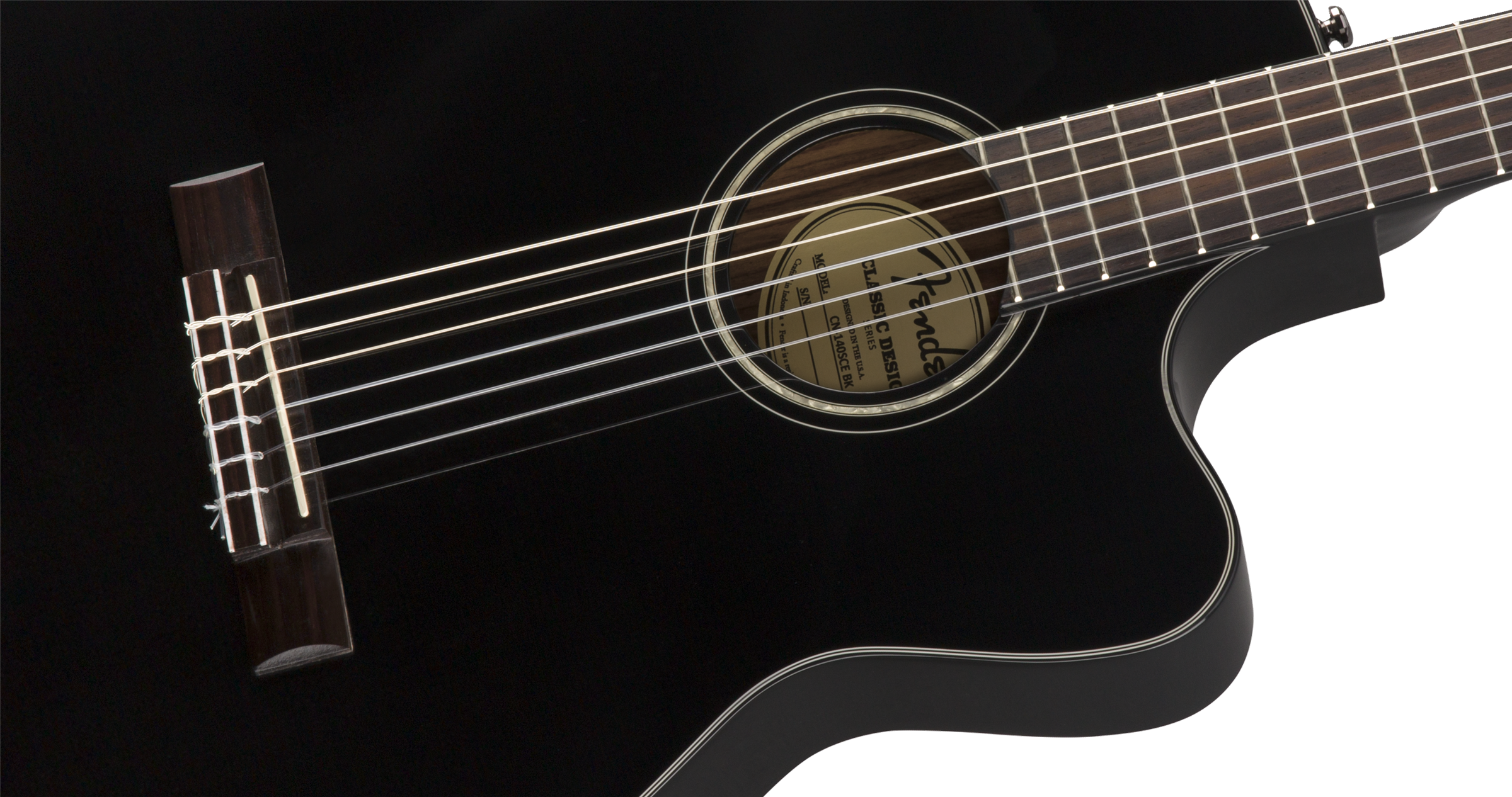 Fender® CN-140SCE Nylon Thinline, Walnut Fingerboard, Black w/case