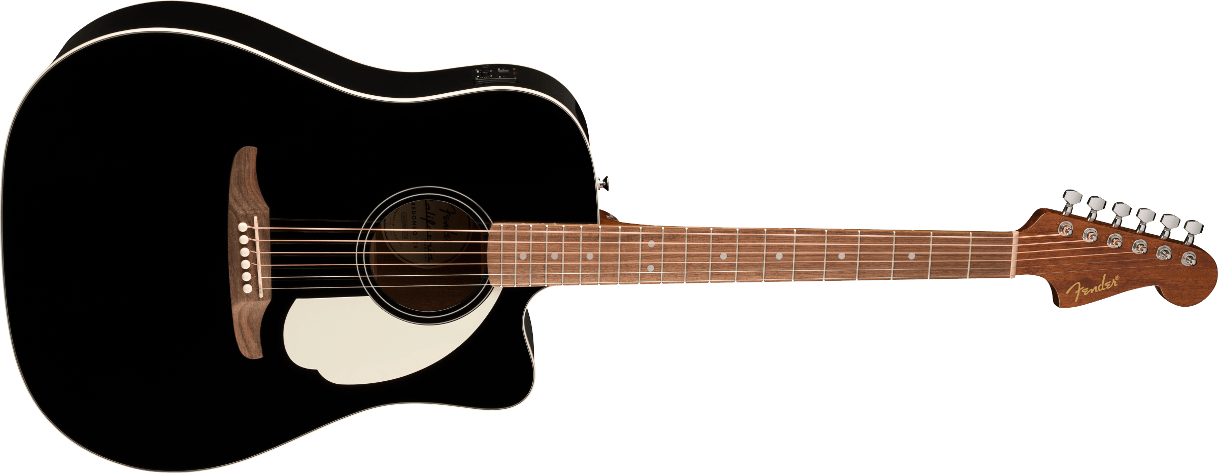 Fender® California Standard Redondo™ CE, Spruce Top, Ivory Pickguard, Black