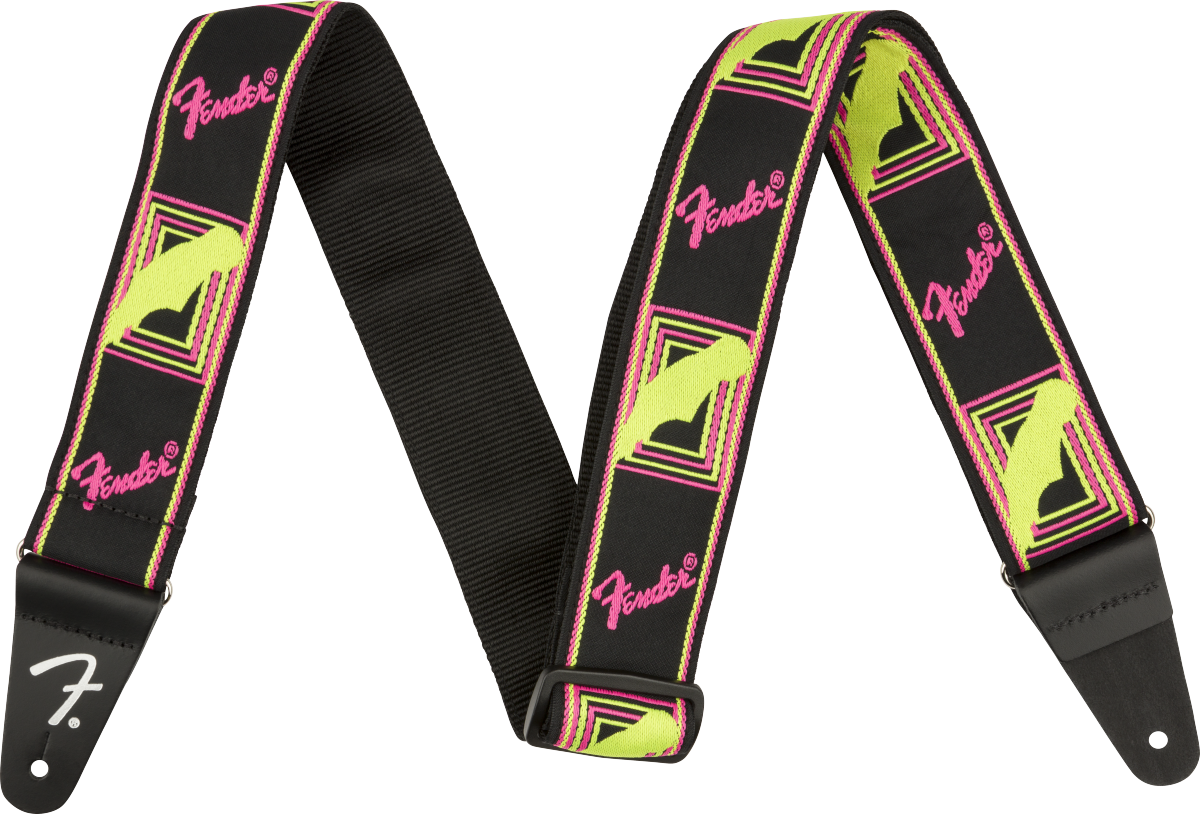 Fender® Neon Monogrammed Strap, Pink and Yellow, 2"