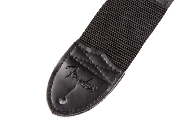 Fender® Logo Strap, Black/White Logo, 2"