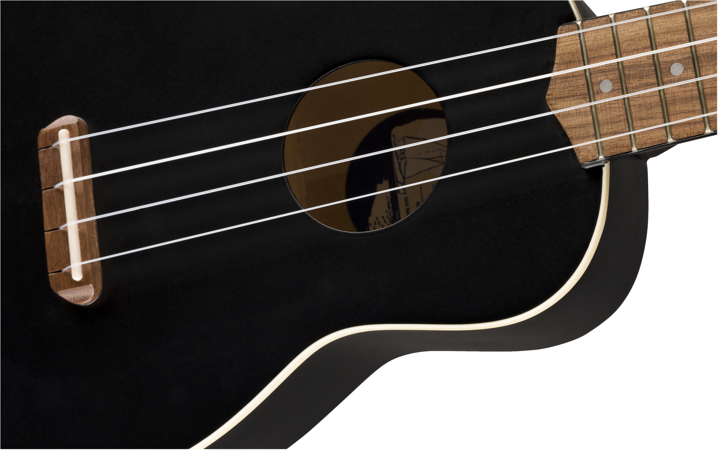 Fender® Venice Soprano Uke, Walnut Fingerboard, Black
