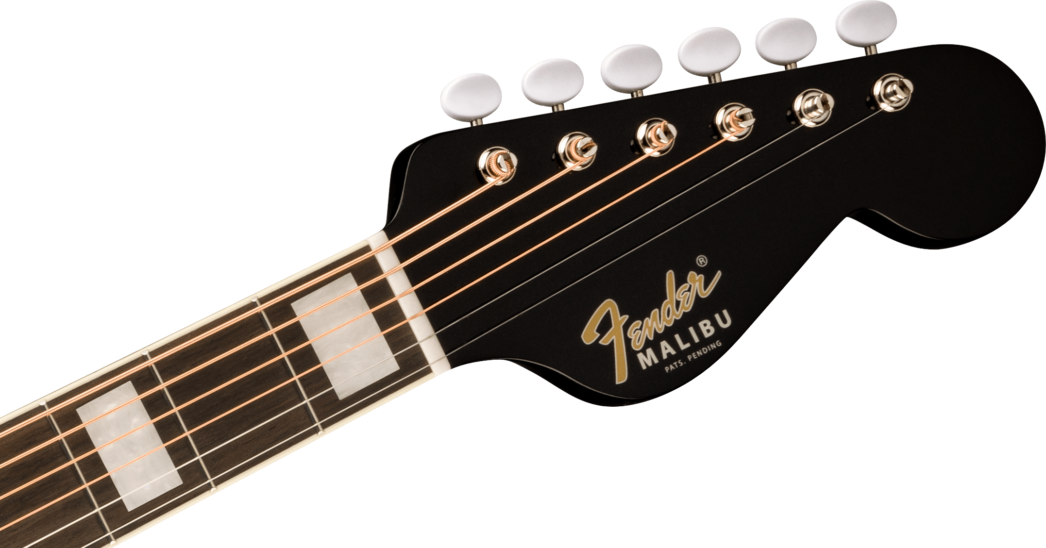 Fender® California Vintage Malibu with Case, Gold Pickguard, Matching Headstock, Black