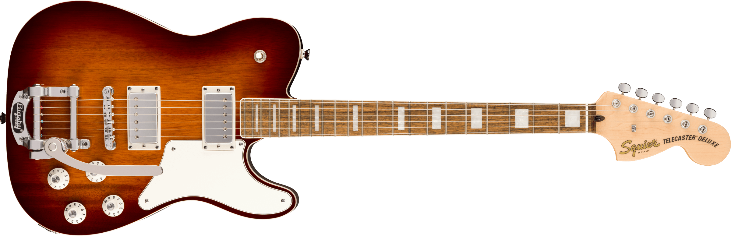 Squier® Paranormal Troublemaker Telecaster® Deluxe Bigsby®, Laurel Fingerboard, Parchment Pickguard, Honey Sunburst