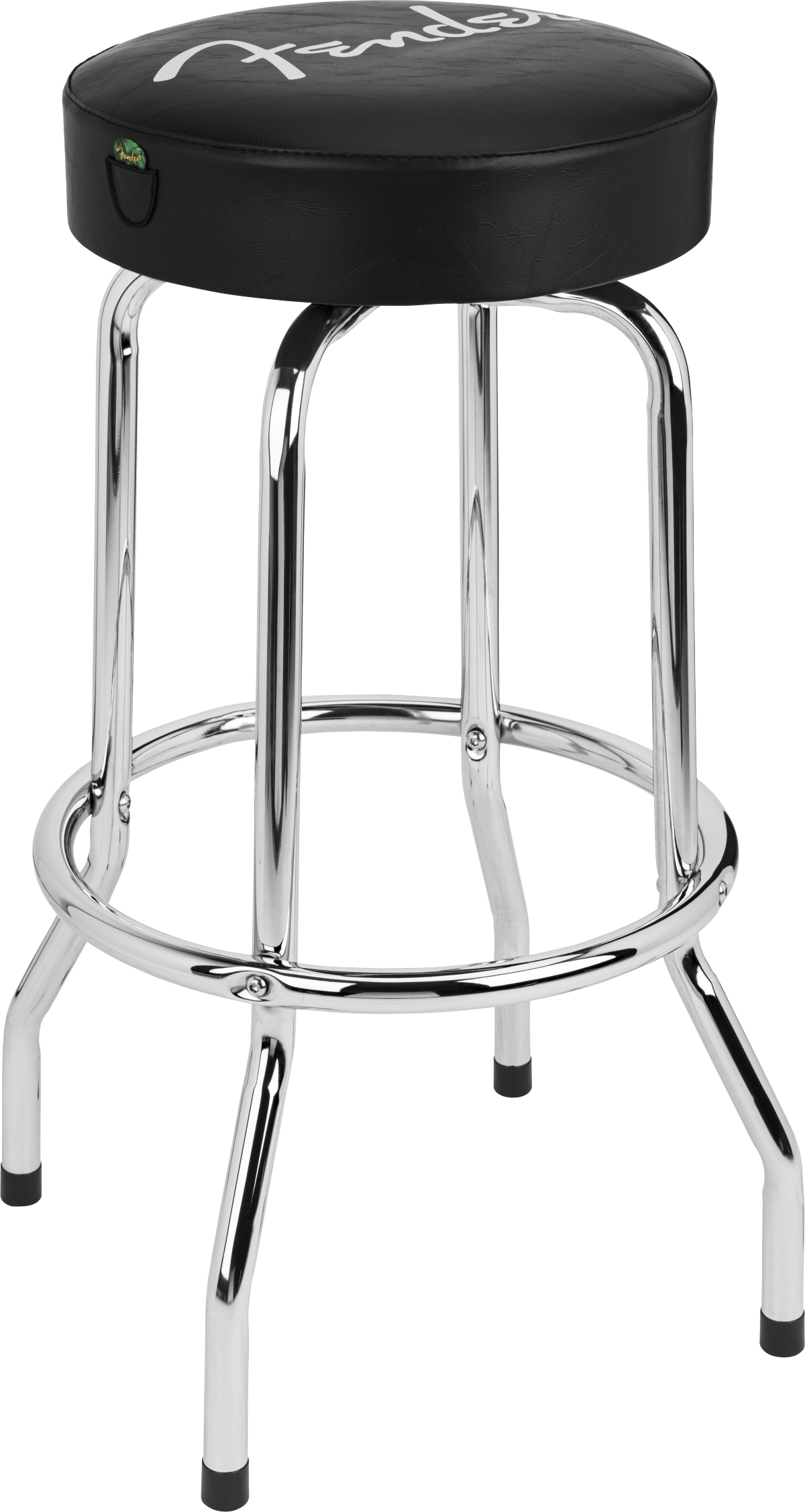 Fender® Spaghetti Logo Pick Pouch Barstool, Black/Chrome, 30"
