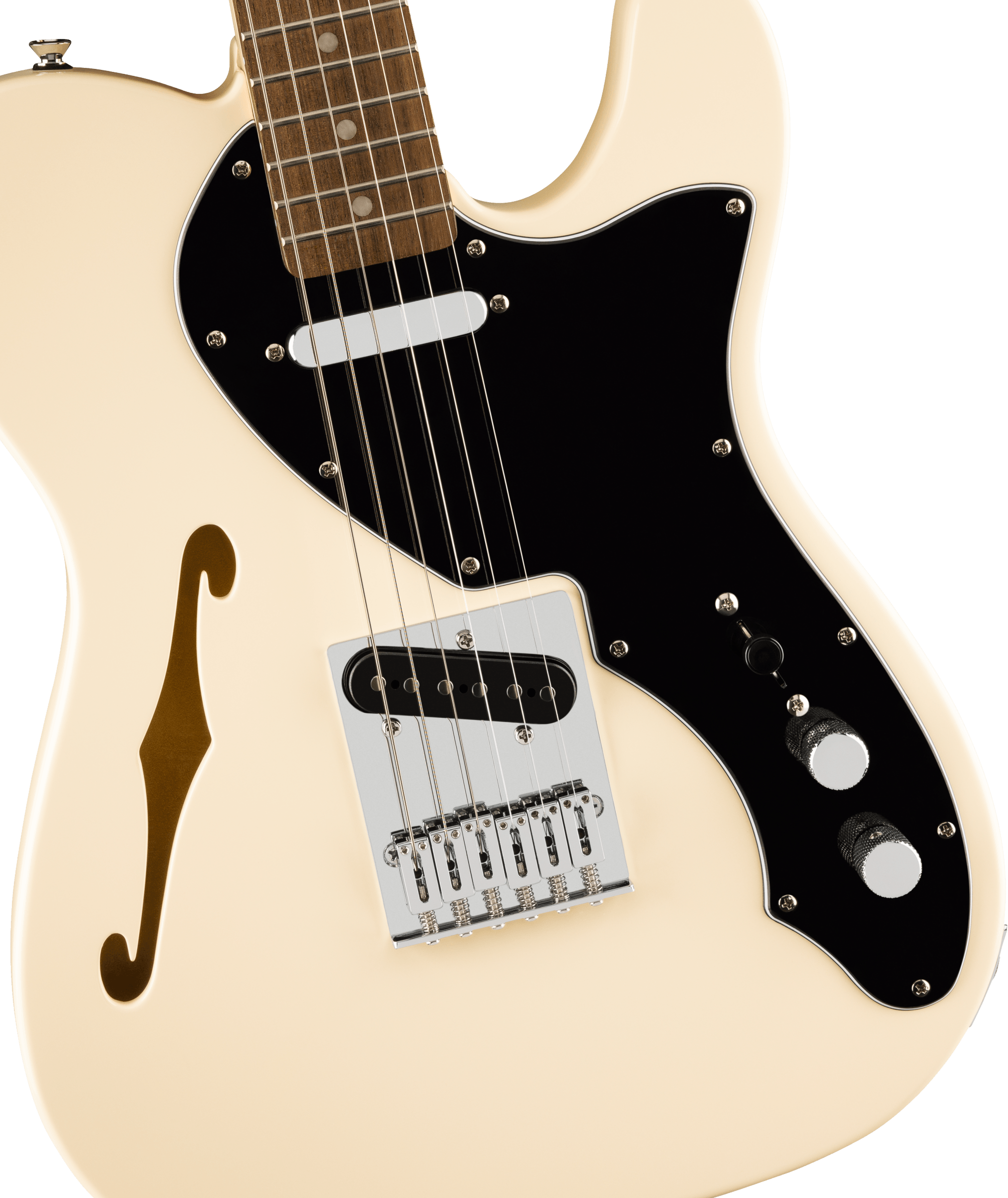 Squier® Affinity Series® Telecaster® Thinline, Laurel Fingerboard, Black Pickguard, Olympic White