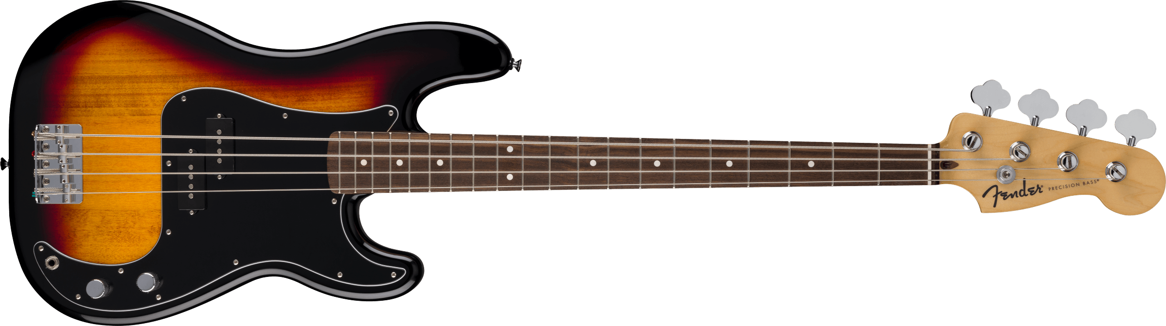 Fender® Standard Precision Bass®, Laurel Fingerboard, Black Pickguard, 3-Color Sunburst