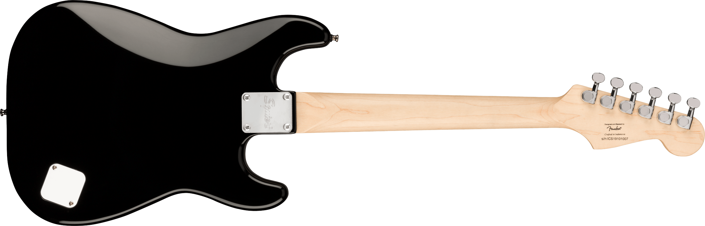 Squier® Mini Stratocaster® Left-Handed, Laurel Fingerboard, White Pickguard, Black