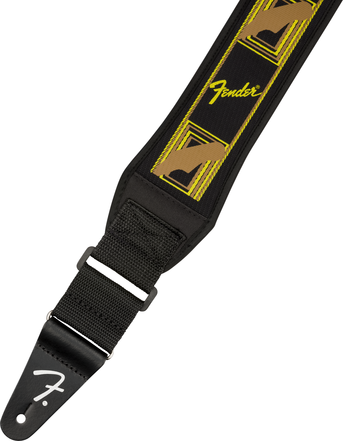 Fender® Swell™ Neoprene Strap, Blk/Ylw/Brn Mono, 2.5"