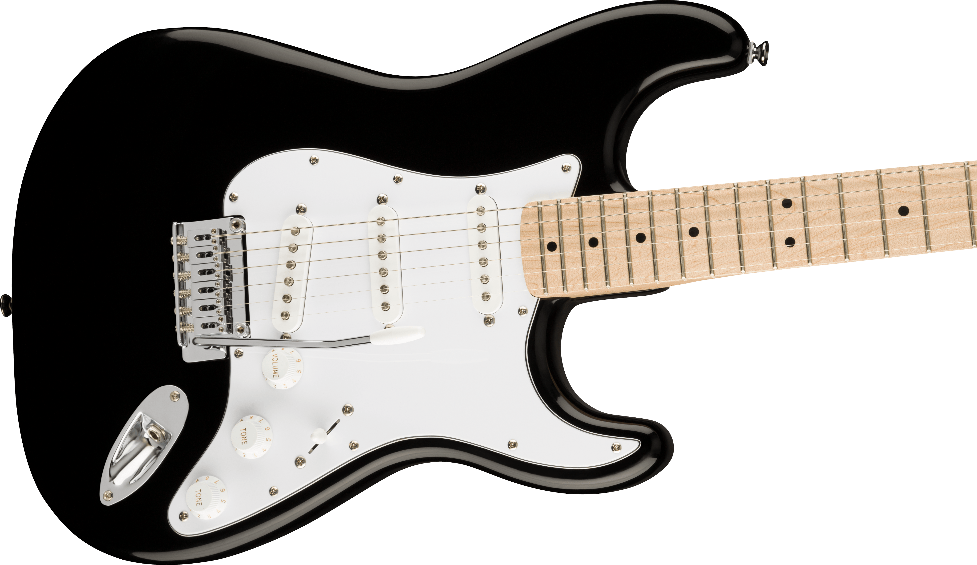 Squier® Affinity Series™ Stratocaster®, Maple Fingerboard, White Pickguard, Black