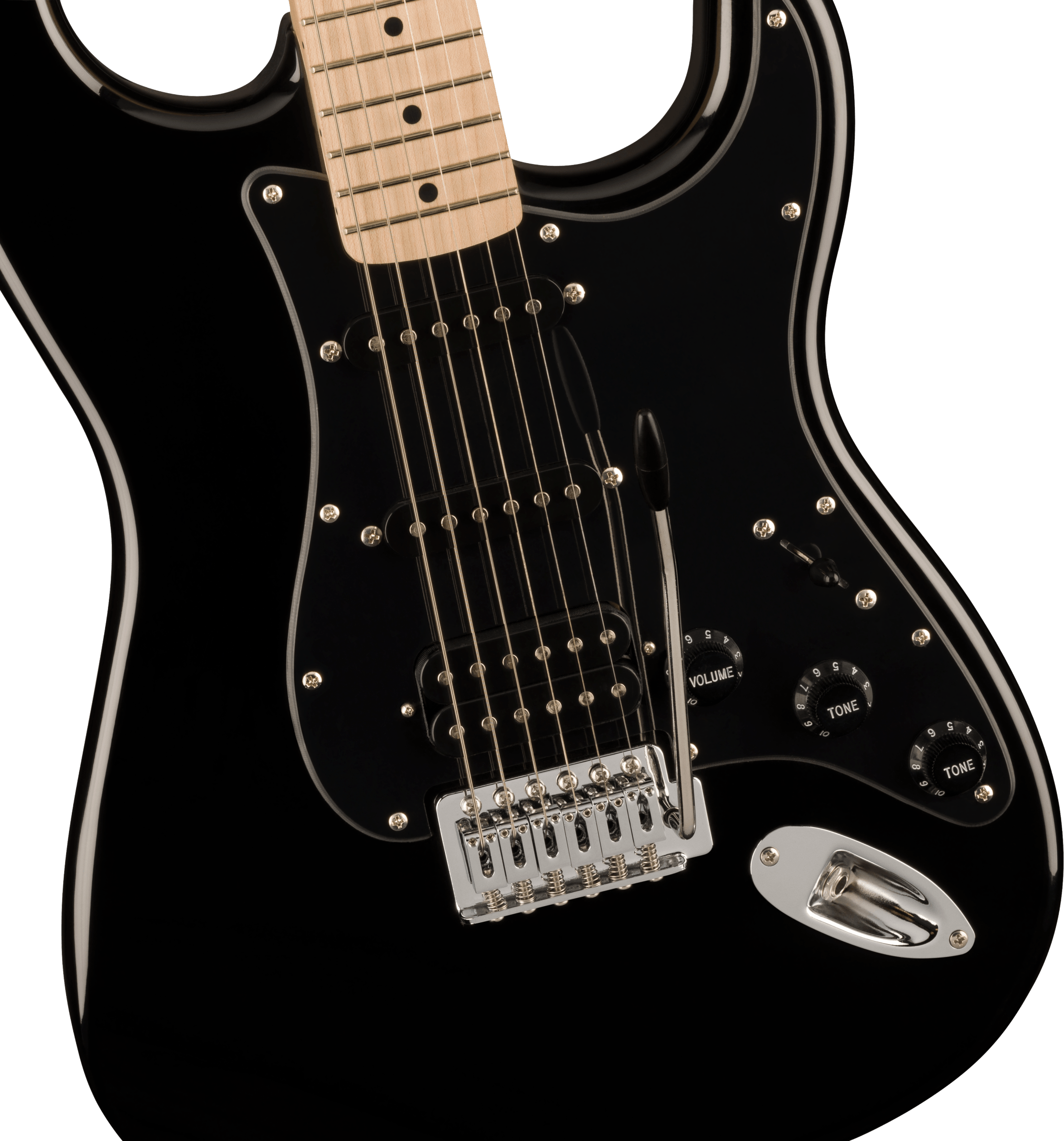 Squier® Sonic® Stratocaster® HSS, Maple Fingerboard, Black Pickguard, Black
