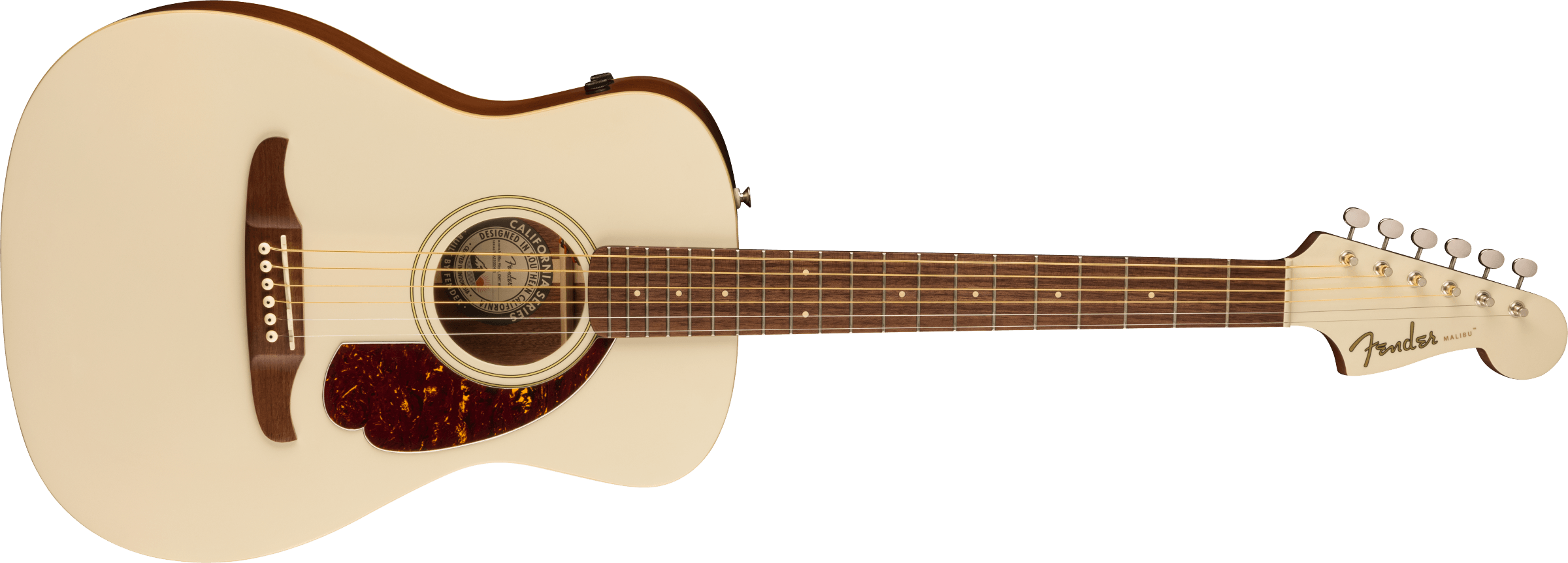 Fender® Malibu Player, Walnut Fingerboard, Tortoiseshell Pickguard, Olympic White