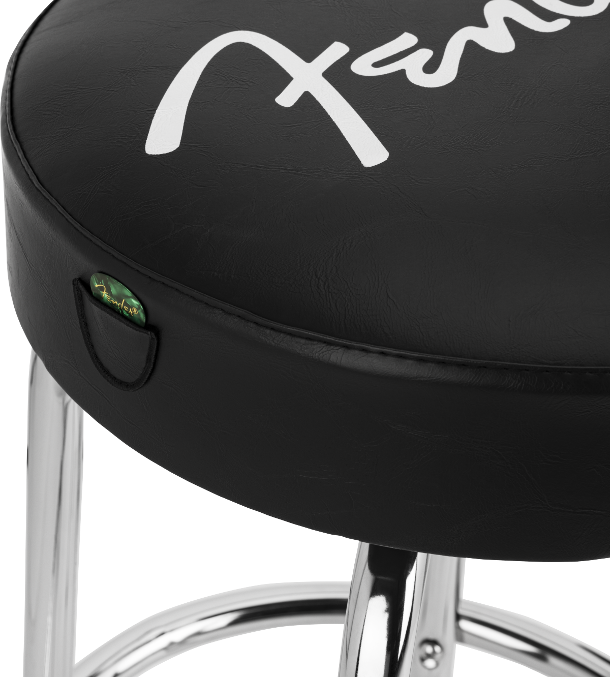 Fender® Spaghetti Logo Pick Pouch Barstool, Black/Chrome, 30"